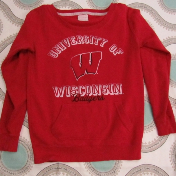 PINK Wisconsin Badger Distressed Sweatshirt M - Picture 1 of 6